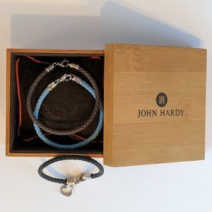 John Hardy leather and silver bracelet set